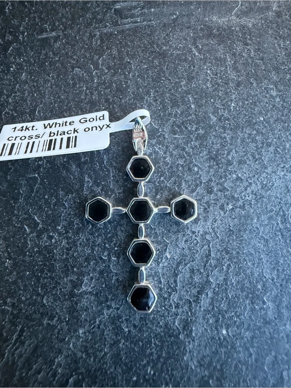 14kt White Gold Black Onyx Cross